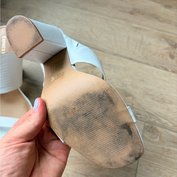 EXPRESS White Textured Block Heels - Picture 5 of 5